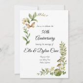 Invitation 50e Anniversaire Élégant Botanique (Devant)