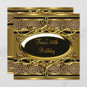 Invitation 50e anniversaire Elegant Classy Gold Noir