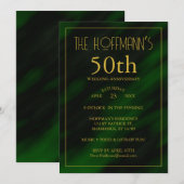 Invitation 50E Anniversaire | Élégant Emerald Green Gold (Devant / Derrière)
