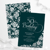 Invitation 50e anniversaire Elégant Emerald Green Roses d'arg