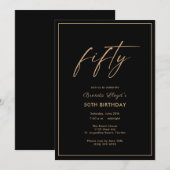 Invitation 50e anniversaire Elegant Gold Black Party Invitati (Devant / Derrière)