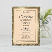Invitation 50e anniversaire Elegant Gold Frame Surprise Dîner (Debout devant)