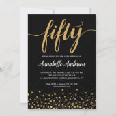 Invitation 50e anniversaire Elegant Noir Confetti Script (Devant)