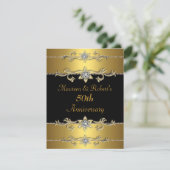 Invitation 50e anniversaire élégant noir or 3 (Debout devant)