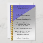 Invitation 50e Anniversaire élégant nugget or & Blue Invita (Dos)