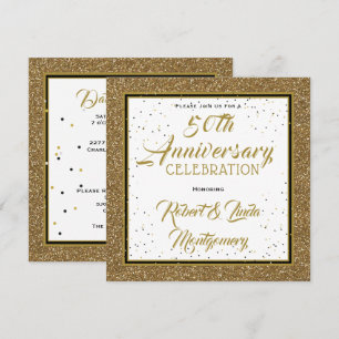 Invitation 50e Anniversaire Élégant Or