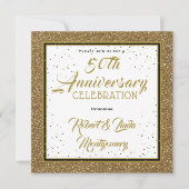 Invitation 50e Anniversaire Élégant Or (Devant)