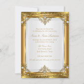 Invitation 50e Anniversaire Elégant or blanc perle dorée (Dos)