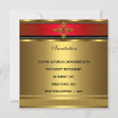Invitation 50e anniversaire Elegant or Rouge Diamant Bijou (Dos)