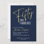 Invitation 50e anniversaire Elegant Script Navy et or (Devant)