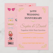 Invitation 50e anniversaire | Élégant | Sur mesure | Or | Amo (Devant / Derrière)