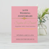 Invitation 50e anniversaire | Élégant | Sur mesure | Or | Amo (Debout devant)