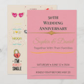 Invitation 50e anniversaire | Élégant | Sur mesure | Or | Amo (Devant / Derrière)