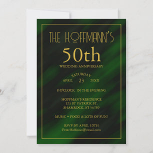 Invitation 50e Anniversaire Élégant Vert Émeraude Or