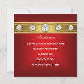 Invitation 50e anniversaire Elégante dentelle Rouge Blanc Or (Dos)