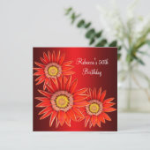 Invitation 50e anniversaire Elégante Fleurs rouges (Debout devant)