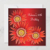 Invitation 50e anniversaire Elégante Fleurs rouges (Devant)