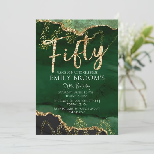 Invitation 50e anniversaire Emerald Green and Gold (Debout devant)