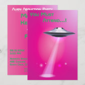 Invitation 50e anniversaire 👽 enlèvement d'Alien de l'OVNI (Devant / Derrière)