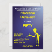 Invitation 50e anniversaire 👽 enlèvement d'Alien de l'OVNI (Dos)