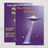 Invitation 50e anniversaire 👽 enlèvement d'Alien de l'OVNI (Devant / Derrière)