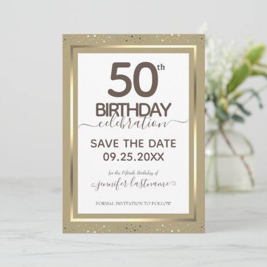 Invitation 50e anniversaire Enregistrer la date (Debout devant)