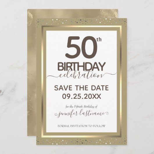 Invitation 50e anniversaire Enregistrer la date (Devant / Derrière)