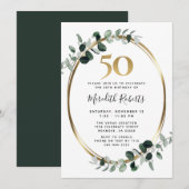 Invitation 50e anniversaire Eucalyptus Gold Metallic Party (Devant / Derrière)