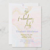 Invitation 50e anniversaire Fabuleux marbre rose bleu or (Devant)