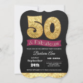 Invitation 50e anniversaire fabuleux or et rose cinquante (Devant)