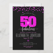 Invitation 50e anniversaire fabuleux points en feuille rose c (Devant)