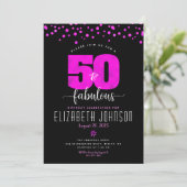 Invitation 50e anniversaire fabuleux points en feuille rose c (Debout devant)