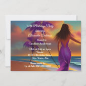 Invitation 50e anniversaire fabuleux violet plage océan or (Dos)