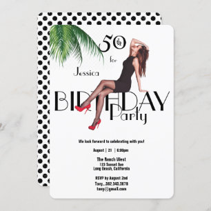 Invitation 50e anniversaire Fashion Fashion Girl Palm Feuille