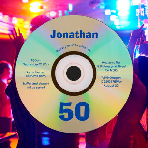 Invitation 50e Anniversaire Faux CD Retro 90s musique