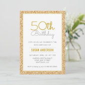 Invitation 50e anniversaire Faux Gold Parties scintillant (Debout devant)