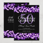 Invitation 50e anniversaire Faux Purple Hollywood Glam (Devant / Derrière)