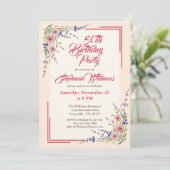 Invitation 50e anniversaire femme Fête Florale Elégante front (Debout devant)