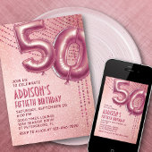 Invitation 50e anniversaire femme Rose or