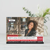 Invitation 50e anniversaire Femmes Funny TV News (Debout devant)