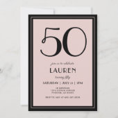Invitation 50e anniversaire femmes minimal moderne rose noir (Devant)