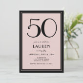 Invitation 50e anniversaire femmes minimal moderne rose noir (Debout devant)