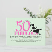 Invitation 50e Anniversaire fête Chic Rose Personnalisé (Debout devant)