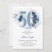 Invitation 50e anniversaire Fête Côte Bleu Floral Numéro 50 (Devant)