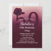 Invitation 50e Anniversaire Fête Elégant Bourgogne Rouge Ombr (Devant)