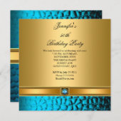 Invitation 50e anniversaire fête Elégant or Turquoise (Devant / Derrière)