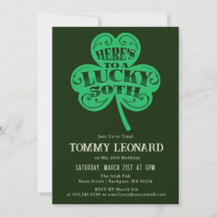 Invitation 50e anniversaire fête Lucky Shamrock irlandais
