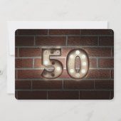 Invitation 50e anniversaire Fête-marquee lumières sur brique (Devant)