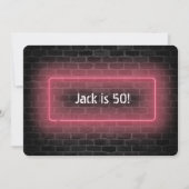 Invitation 50e Anniversaire Fête néon enseigne sur le mur (Devant)