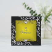 Invitation 50e Anniversaire Fête Noir Bright Chartreuse Or (Debout devant)